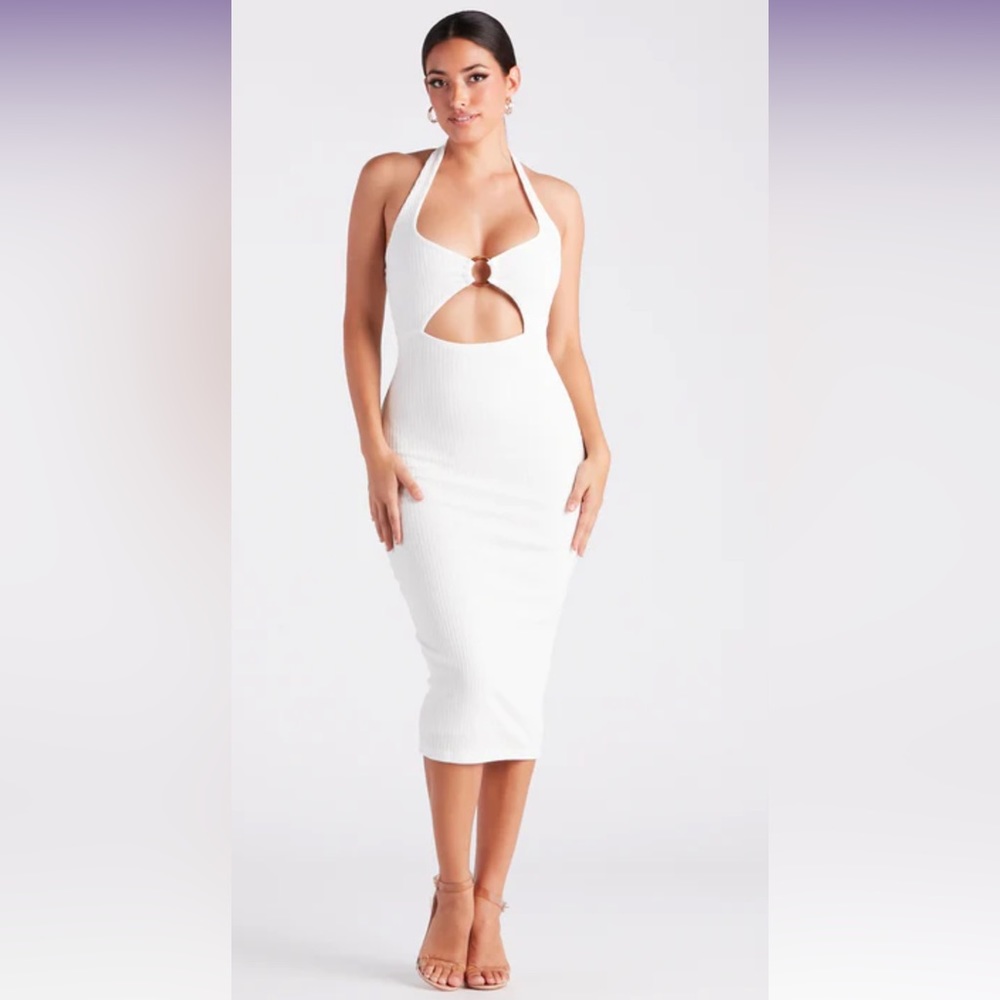 Catching flights O- ring Halter midi Dress